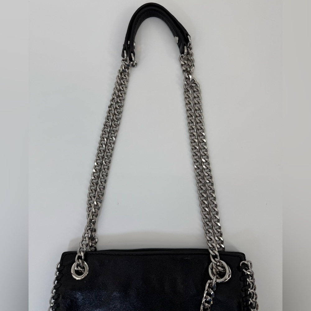 Michael Michael Kors Black Leather Shoulder/Crossbody Chelsea Silver Chain Bag - Picture 10 of 17